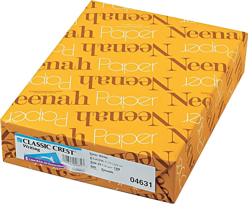 Classic Crest® Premium Paper, 8.5" x 11", 24 lb., Solar White, 500 Sheets (04631)
