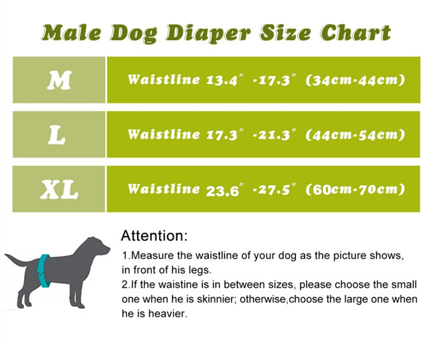 Qiny Washable Male Dog Diapers 6 Pack Reusable Male Dog Belly Band Multicolour M Waist 13.4 x17.3 Inch
