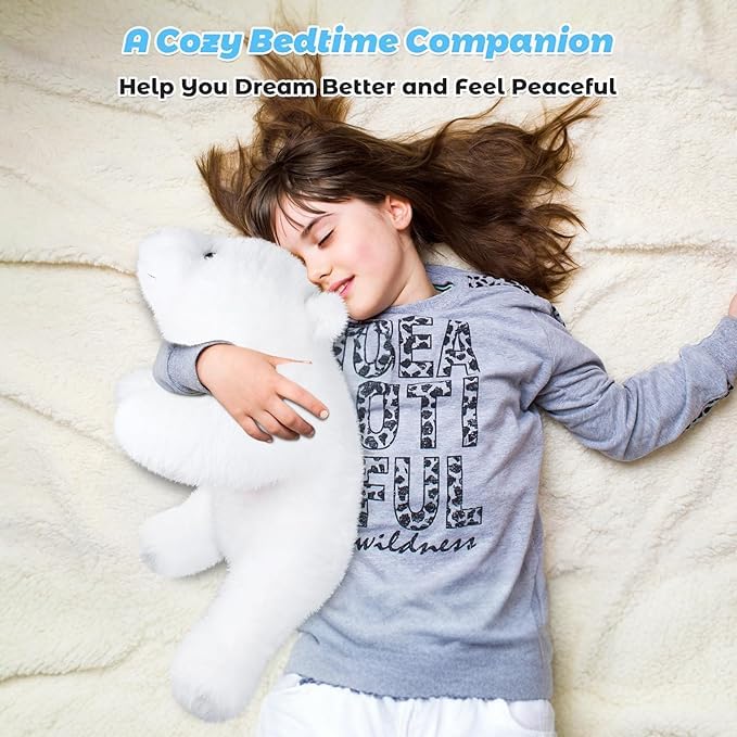 23" & 4.5 lbs Polar Bear Weighted Stuffed Animals, Cuddly & Soft Kids' Plush Toy Pillows for Companion, Large Plushies with Removable Ceramsite Bag, Gifts for Adults, Kids, Boys and Girls