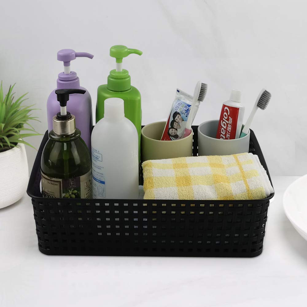 Qqbine Plastic Office A4 Basket Tray, Desk Tray Organizer, Black, 5 Packs