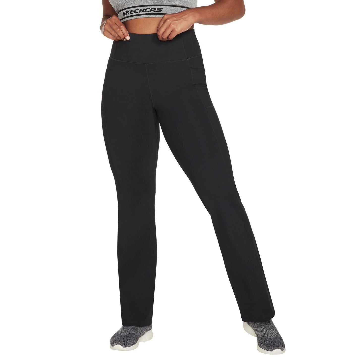 Skechers Womens Go Walk High Waisted Evolution Flare Pant, Bold Black, Large