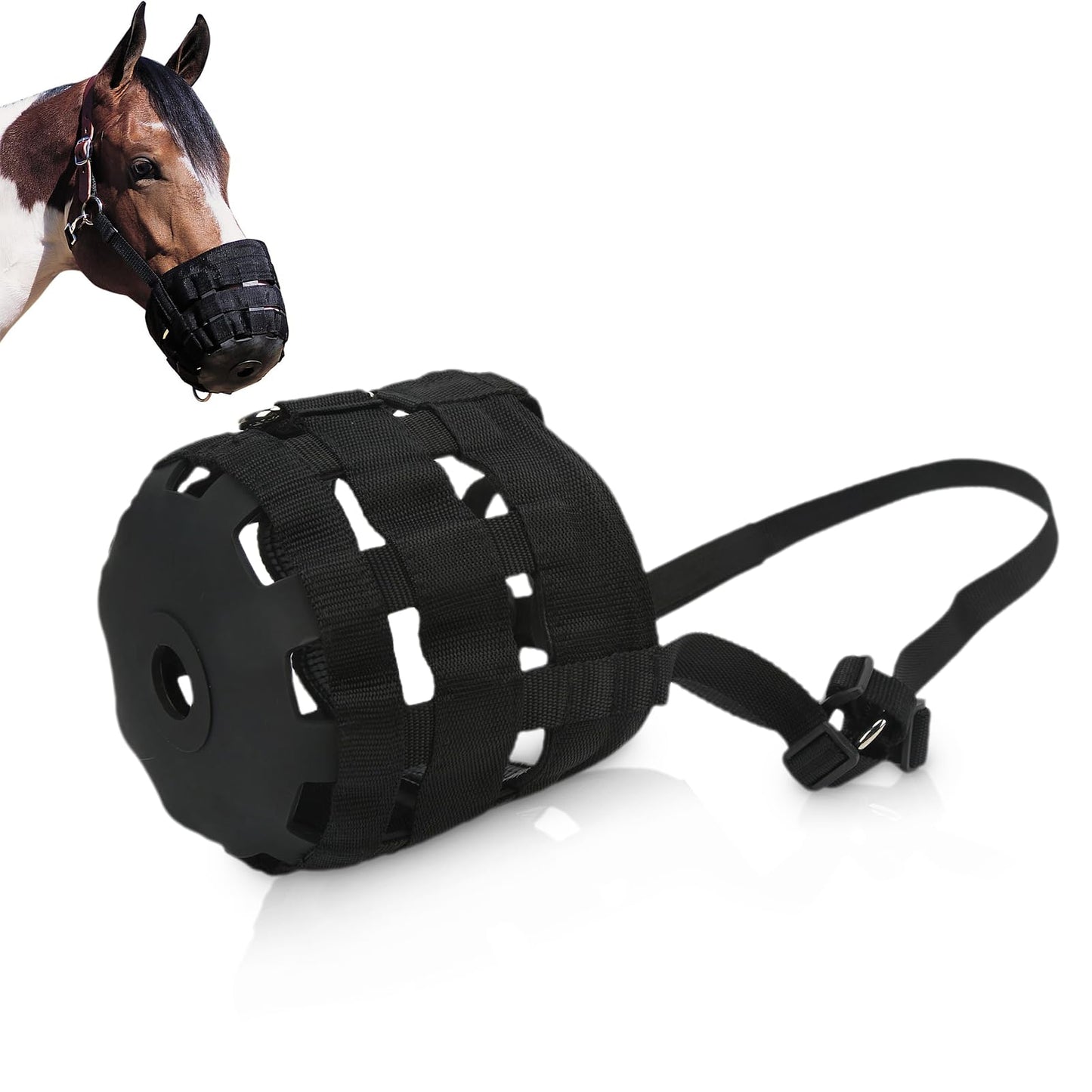 Horse Grazing Muzzle, Easy Breathe Anti Biting Comfortable Wear Horse Mouth Cover, Adjustable Horse Mouth Cover with Large Holes Anti Biting Horse Muzzles for Equestrian
