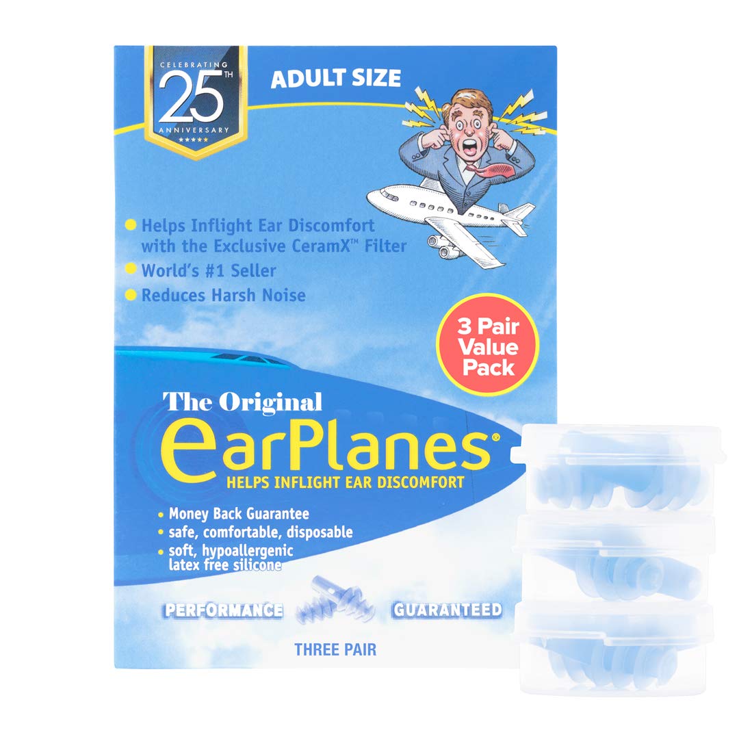 New Super Soft Adult EarPlanes® Ear Plugs Airplane Travel Ear Protection (3)