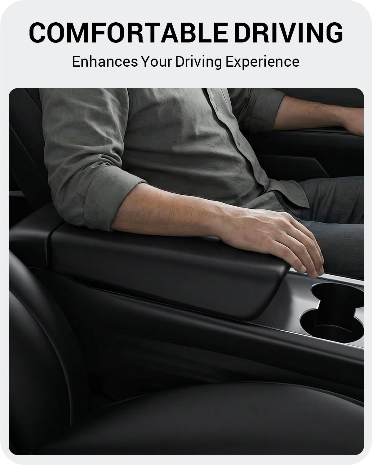 BASENOR Tesla 2020-2024 Model Y 2017-2023 Model 3 Center Console Cover TPU Armrest Cover Non-Slip Protector Armrest Tesla Interior Accessories Black (Not Compatible with 2024 2025 Tesla Model 3)