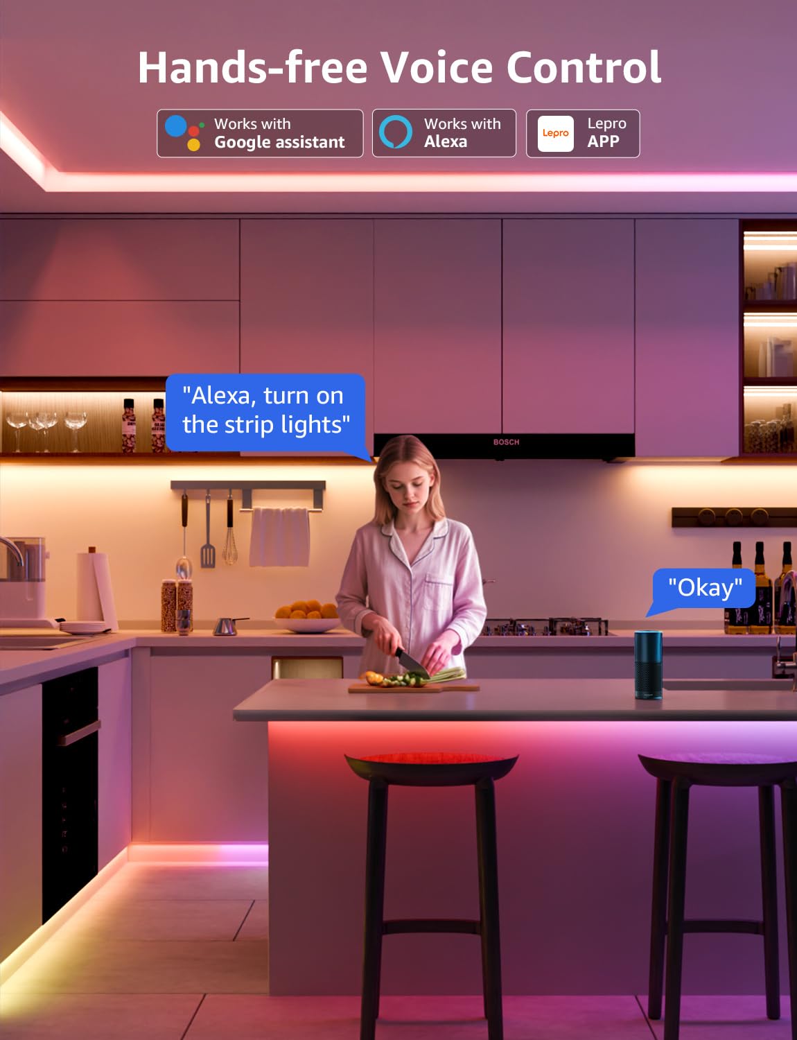 Lepro S2 RGBICWW Led Light Strips, RGBIC with Warm and Cool White, WiFi Led Lights Work with Alexa & Google Assistant, App Control Led Lights Strip for Bedroom, Living Room, TV Backlight 32.8ft