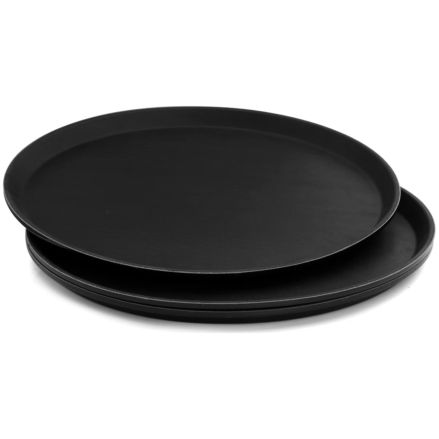 TOPZEA 3 Pack Large Round Restaurant Serving Tray, 16 Inch Plastic Server Tray, Non-Skid Bar Drink Cafeteria Buffet Food Service Tray for Coffee Table, Hotel, Party