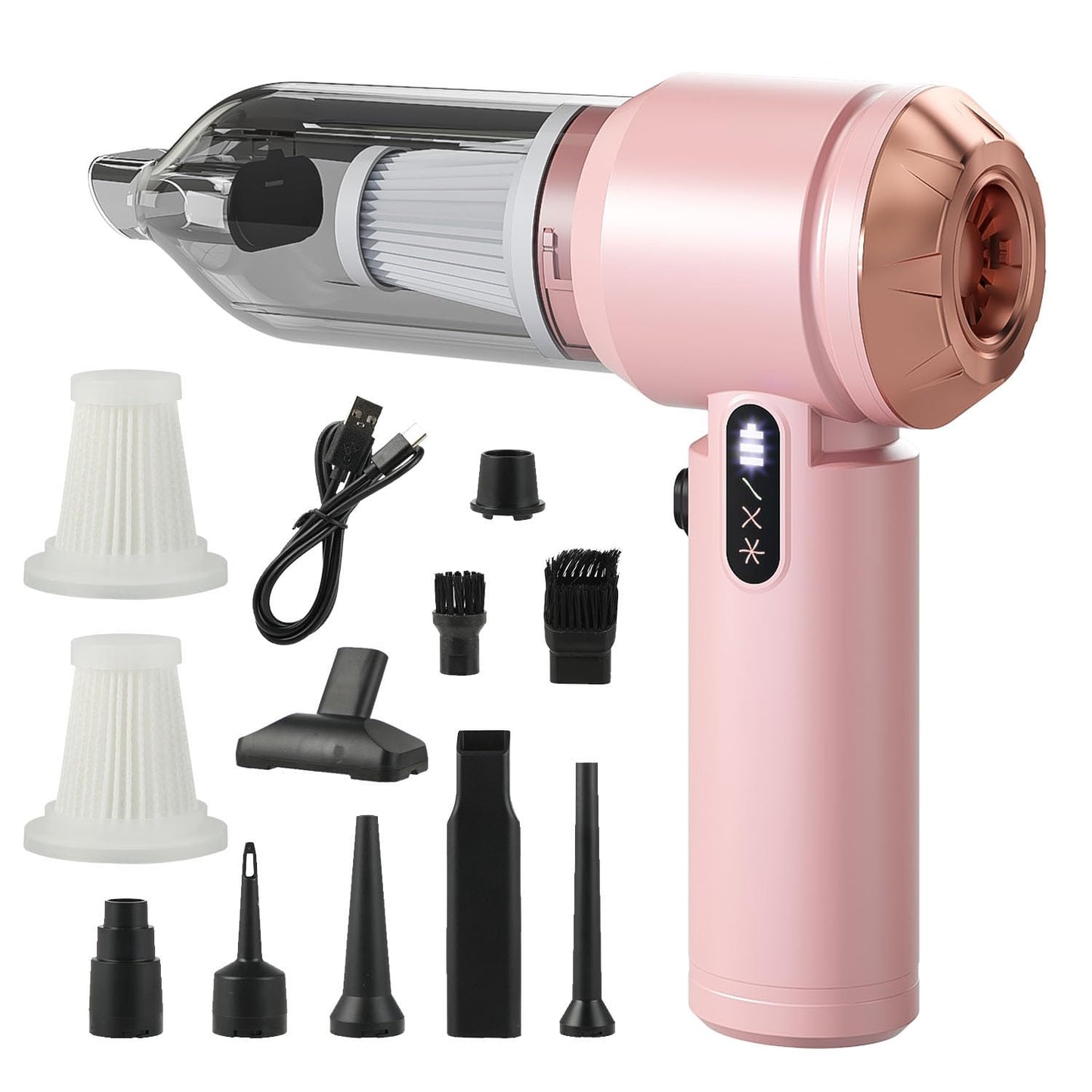 Car Vacuum Cleaner Cordless Handheld Small Vacuum Cleaners 26000PA Powerful Portable USB 3 Modes Mini Vacuum for Home Office car pet Kitchen