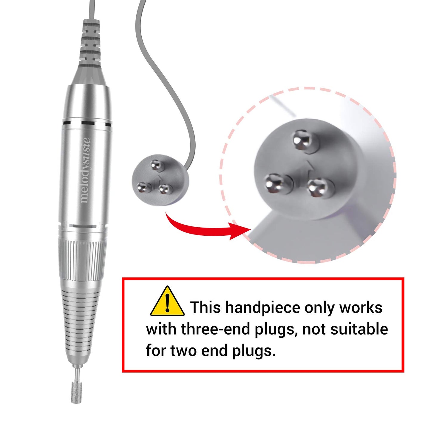 MELODYSUSIE 2-Prong Plugs Handpiece for White Scamander 30000RPM Nail Drill and 2 in 1 Nail Dust Collector with Nail Drill
