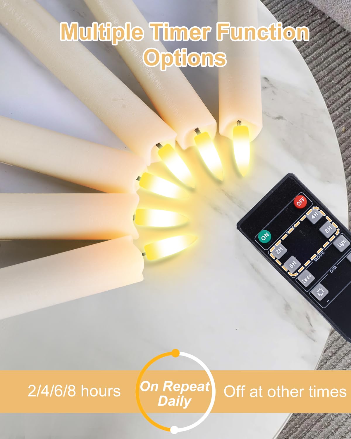 Rechargeable Flameless Taper Candles, 6 Pcs Real Wax Rechargeable LED Candles Flickering with Remote Timer and Charging Station, Battery Operated Candlesticks for Christmas Wedding Party Home Decor