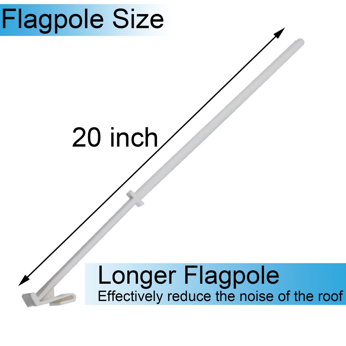 Car Flag Poles 20 Inches Long With Locking Cap And Retaining Clip White Plastic Heavy Duty Flag Pole For Car Windows Pack Of 12