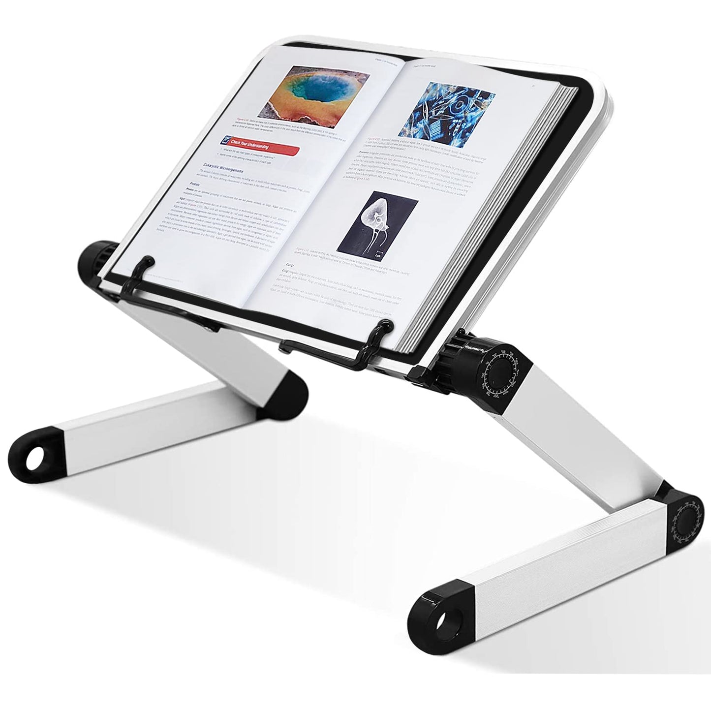 Adjustable Book Stand,Bigger Size and More Load-Bearing Aluminum Book Holders for Reading Hands Free,Ergonomic Book Holder for Tablets, Magazines, Documents