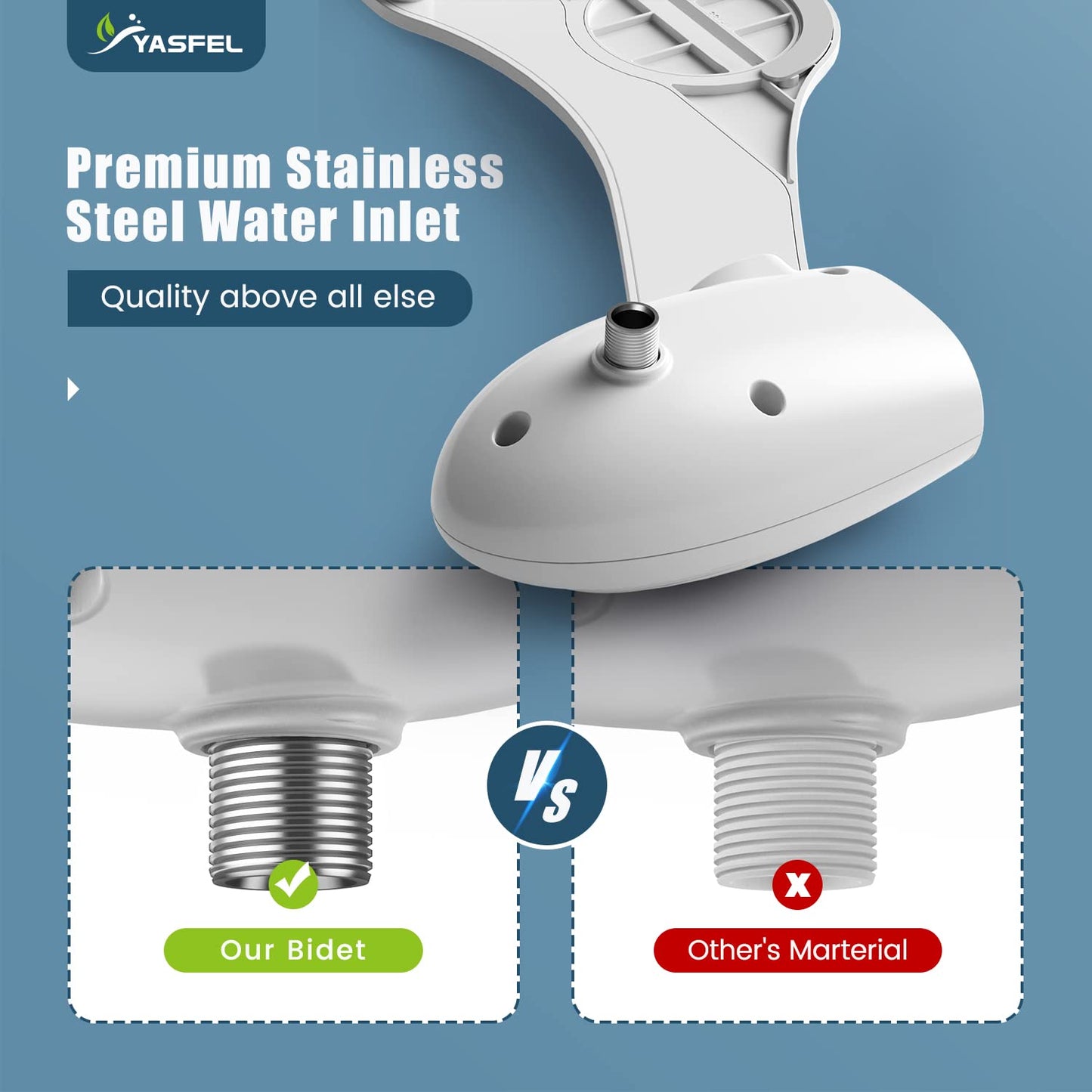 YASFEL Modern Self Cleaning Bidet Attachment for Toilet, Non-Electric Bidet, Fresh Cold Bidet Attachment for Feminine/Posterior Wash, with Adjustable Pressure Control (Blue/White)