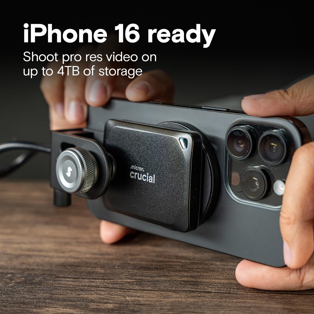 Crucial X10 Pro 1TB Portable SSD, Up to 2100MB/s Read, 2000MB/s Write, 3.2 USB-C, External Solid State Drive, Durable Storage for PC & Mac, for Professional Creators, Black - ‎CT1000X10PROSSD902