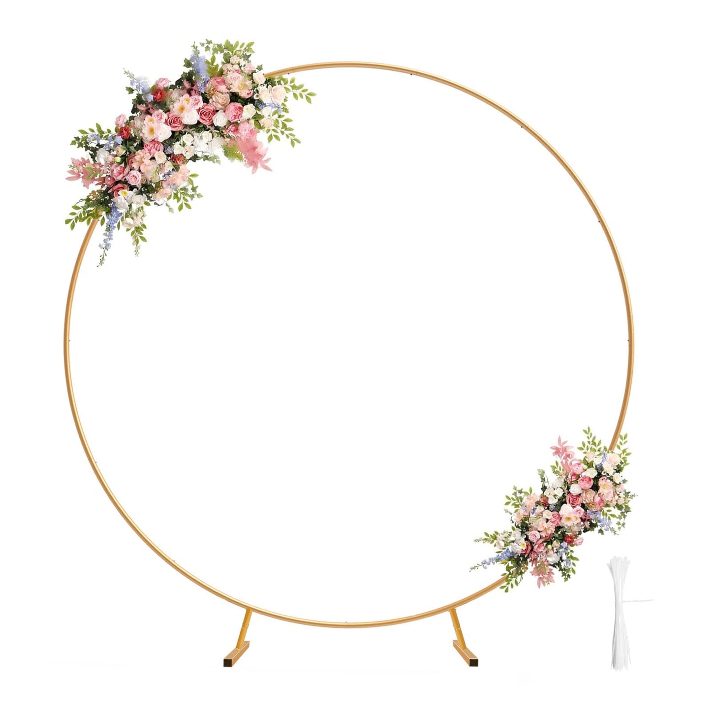 Chamvis Round Backdrop Stand, 6.9ft (2.1m) Gold Circle Round Wedding Arch Stand Plant Support: for Wedding Birthday Photo Background