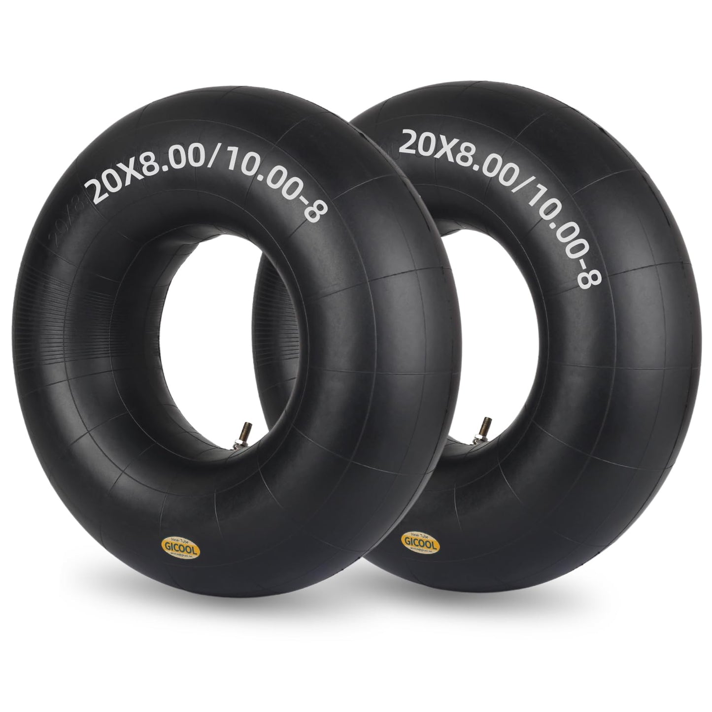 GICOOL 20x8.00-8 20x10.00-8 Inner Tubes, 2 Pack with TR4 Valve Stem, Heavy-Duty Replacement Tubes for Lawn Mowers, Tractors, Riding Mowers, Golf Carts, Scooters, Go Karts, Wagons, Garden Trailers