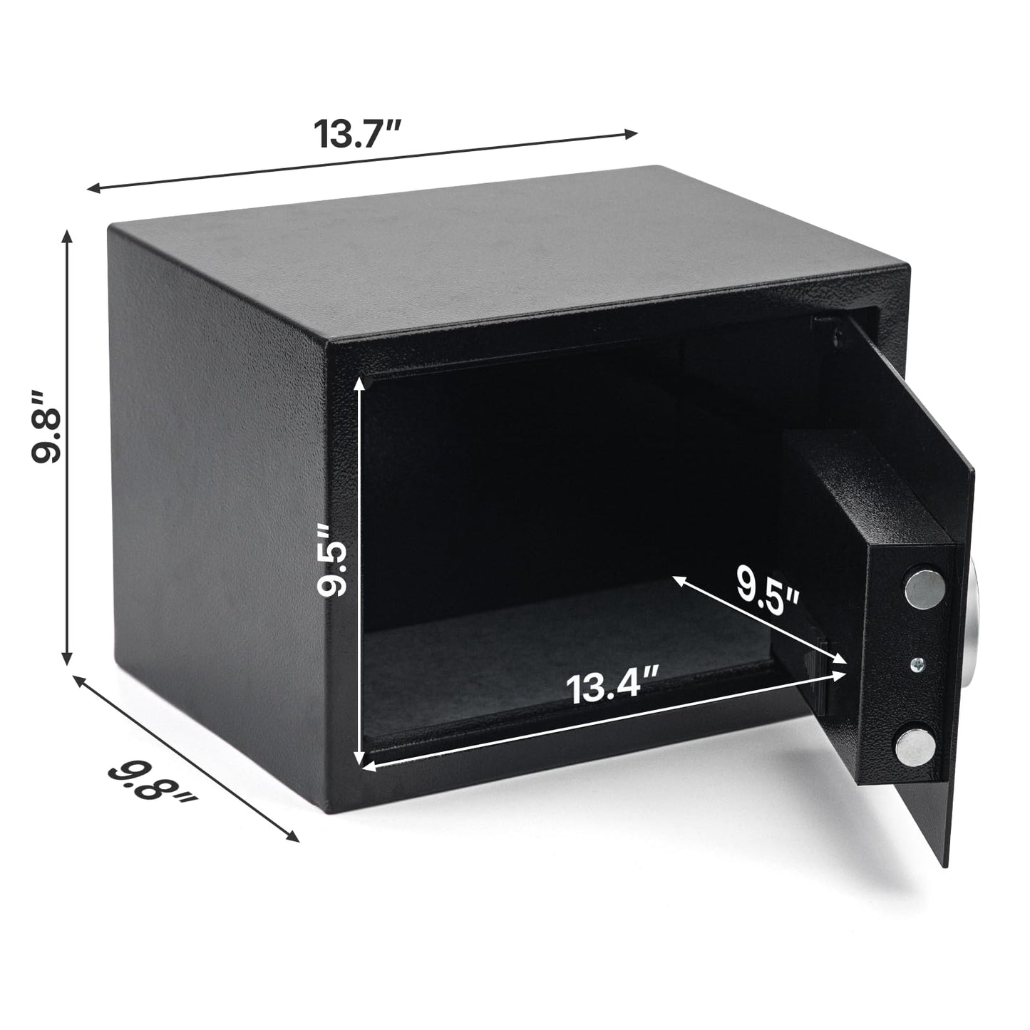 JEAWIWI Black 1.3 Cubic Feet Safe Box, Security Lock Money Safe with Key and Electronic Keypad, Removable Shelf, Safes for Documents, Jewelry, Valuables, 13.7" x 9.8" x 9.8" Inches