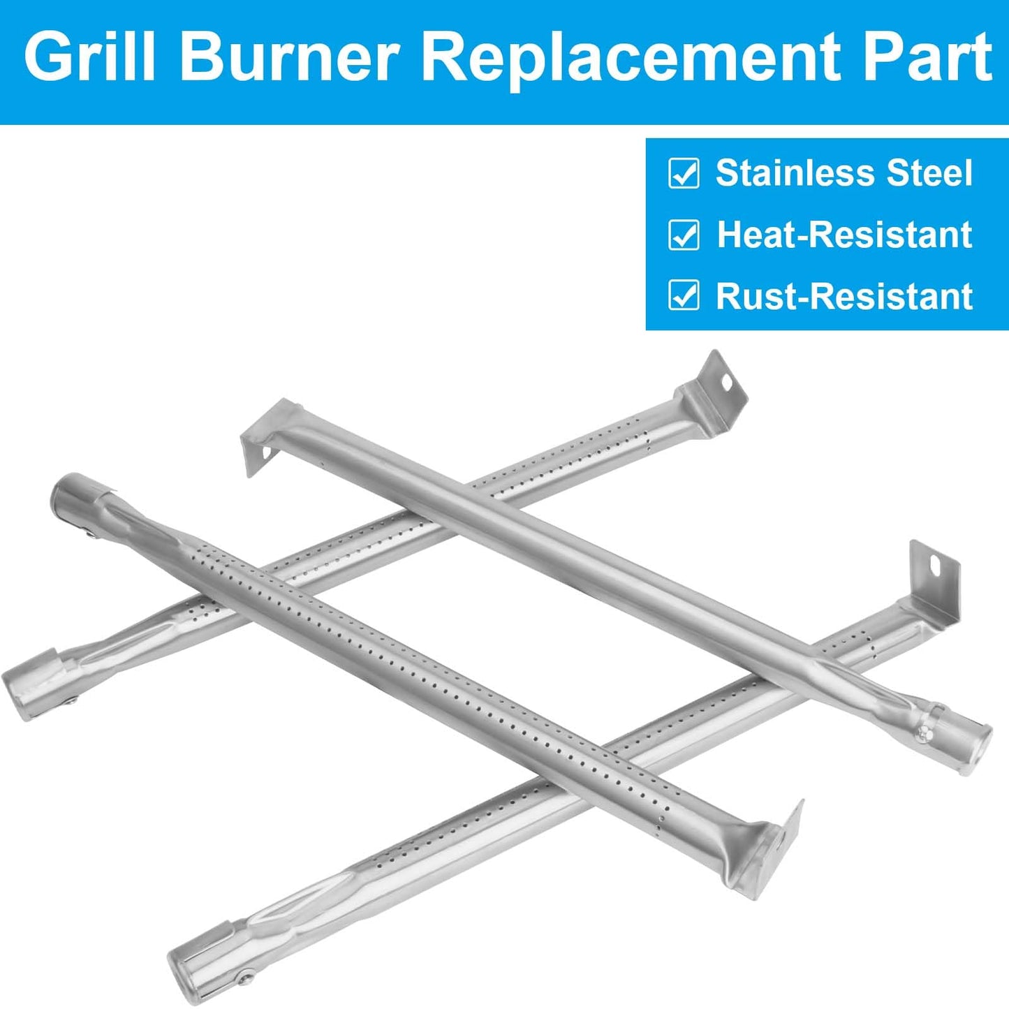 LS’BABQ Burner Tube Replacement Parts for Napoleon Rogue and Prestige 500 Grills, Stainless Steel Grill Burner Tube BBQ Accessories for Napoleon Gas Grill (4 Pack)