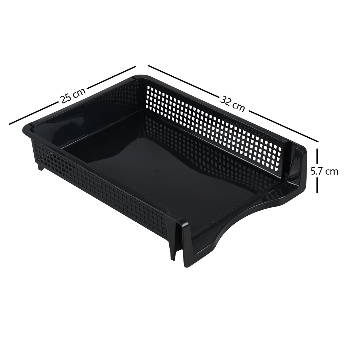 Melontray 6 Tier Stackable Paper Tray Organizer, Plastic Desktop Document Letter Trays, Black