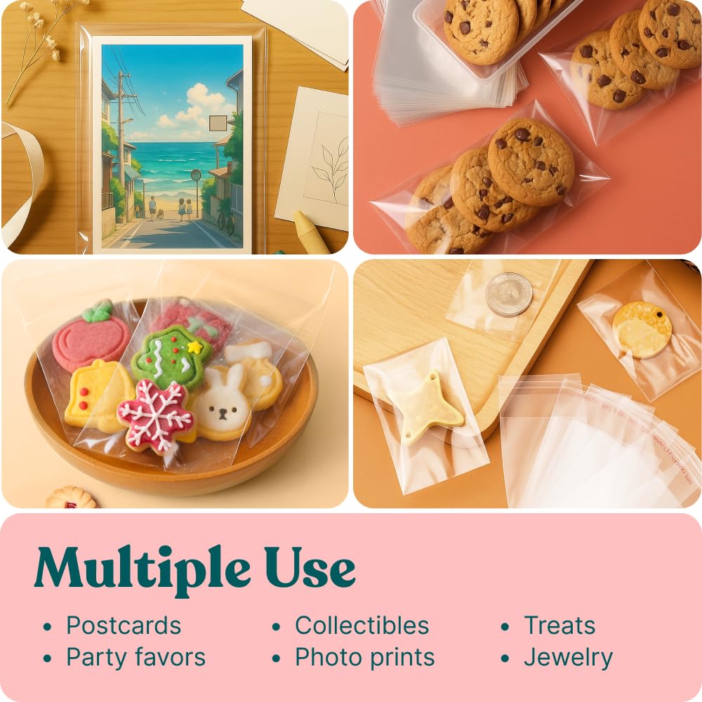 Pack It Chic - 9” X 12” Self-Sealing Cellophane Bags (1000 Pack) - Resealable Adhesive Clear Bags for Gifts, 9X12 Photos, Prints, Envelopes, Letter Sized Documents