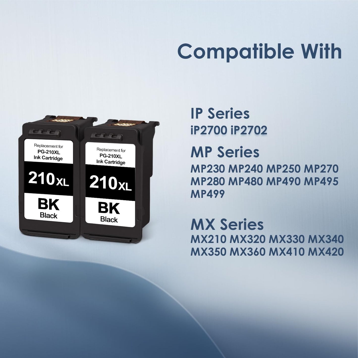 210XL Black Remanufactured Ink Cartridge Replacement for Canon 210 PG-210XL Use for Canon Pixma MX410 MX350 MP250 MP495 MX330 MX340 MP280 MP480 MP490 Printer (2 Pack)