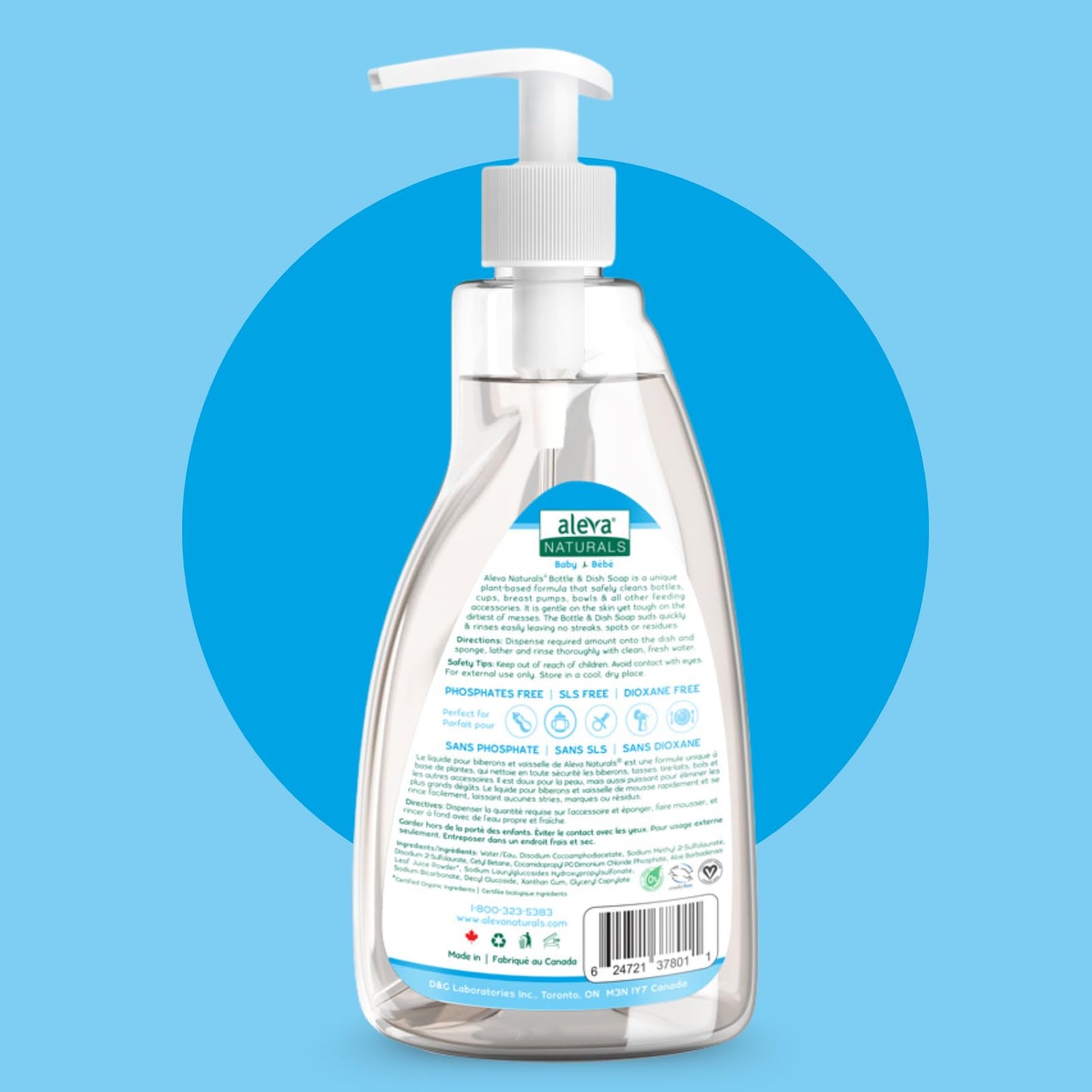 Aleva Naturals Hypoallergenic Bottle and Dish Wash Liquid - Plant-Based and Fragrance-Free Formula, Dish Soap to Clean Baby Feeding Cups and Breast Pumps- 3L VALUE PACK (500ml x 6)