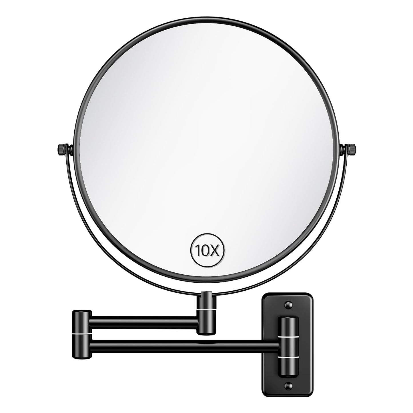 Benbilry 9" Large Size Wall Mounted Makeup Mirror, 1X/10X Magnifying Double Sided Shaving Mirror for Bathroom, 360° Swivel Extendable Arm Black