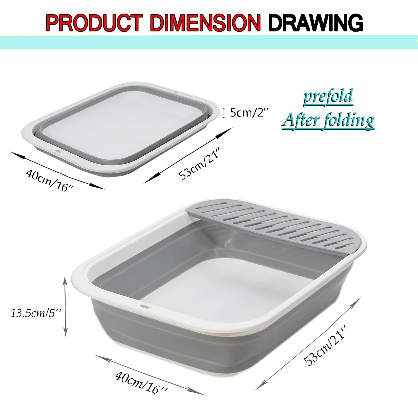 PMFRUG Open Cat Litter Box,Large Kitten Potty Pan Semi-Enclosed Foldable Travel Odorless Cat Toilet Low Entrance Standard Litterbox for Indoor Small Pet Kitty Rabbit Supplies Easy to Clean (Grey)