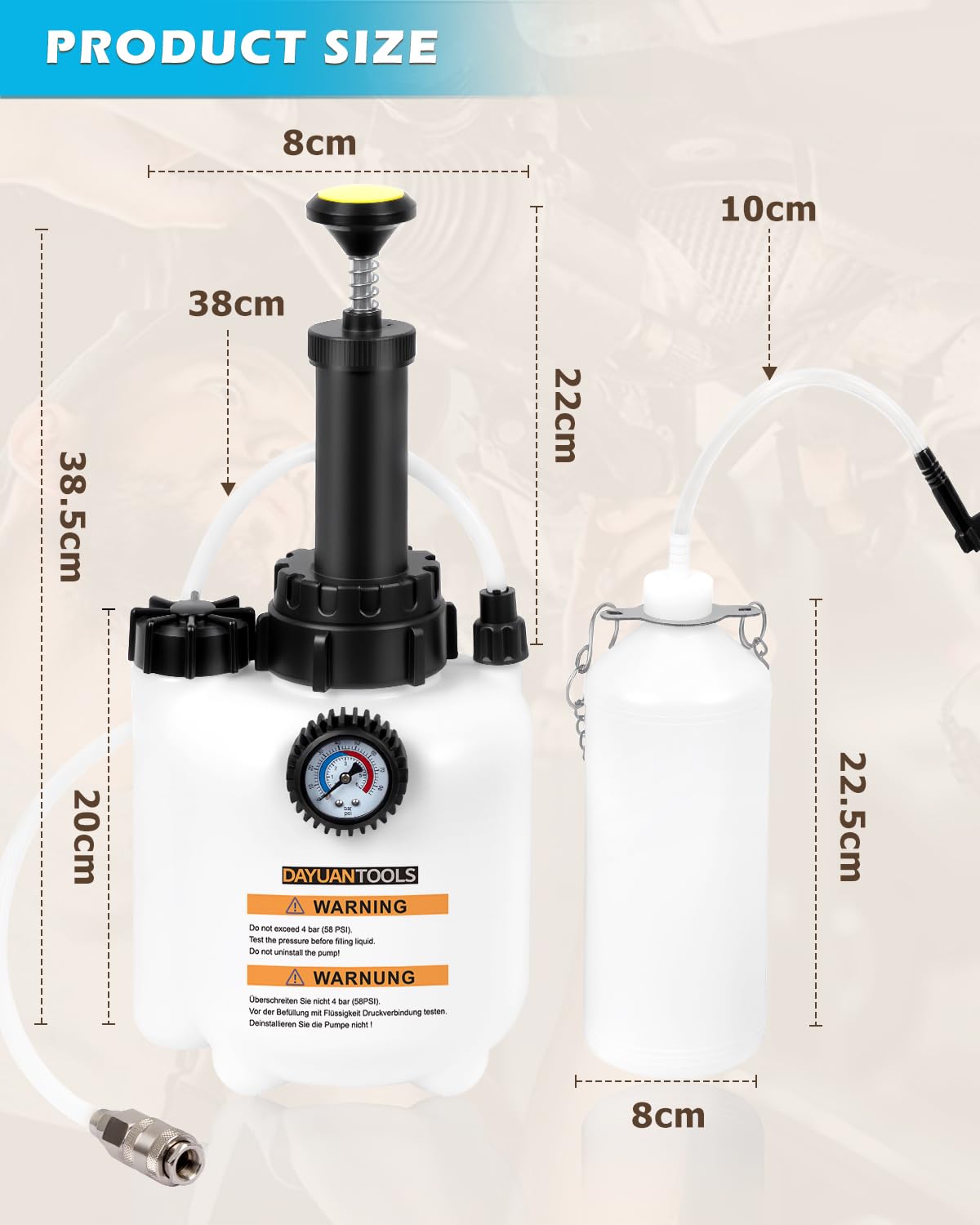 DAYUAN 3L Hand Manual Brake Fluid Bleeder Set,One Man Brake Bleeding Pump Kit Compatible with Most European Models