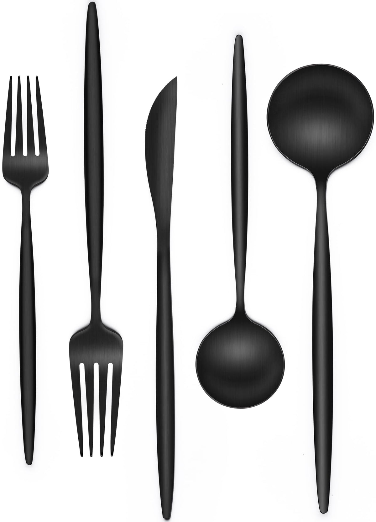 Matte Black Silverware Set 30 Piece, Wildone Stainless Steel Flatware Set Service for 6, Cutlery Utensil Sets for Home Restaurant, Include Knife Fork Spoon Set, Dishwasher Safe