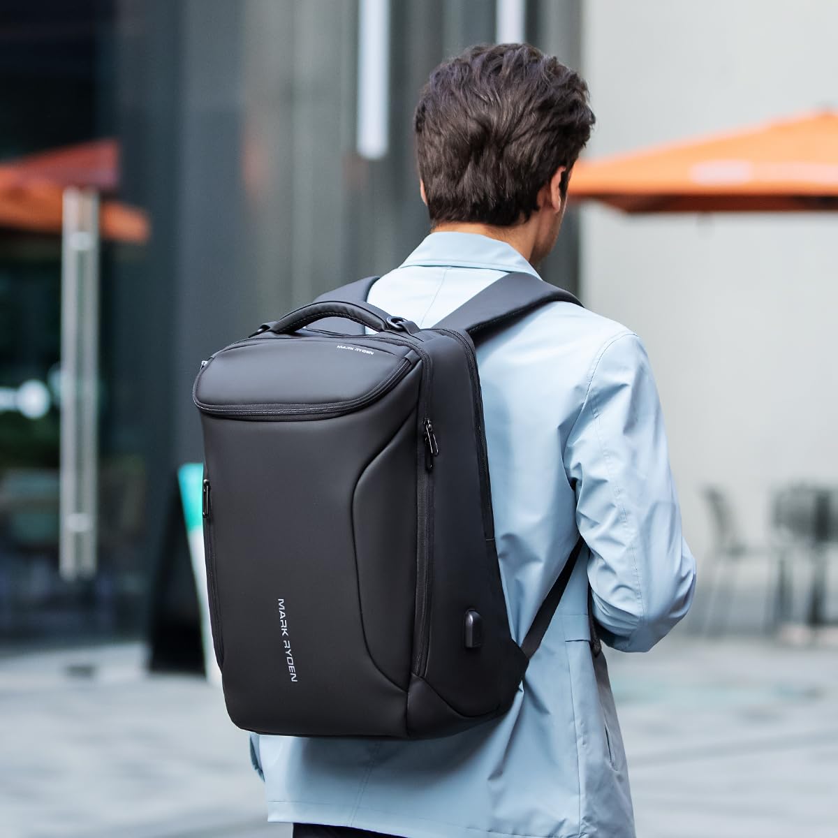 MARK RYDEN Business Backpack for Men, Waterproof High Tech Backpack with Sport Car Shape Design and USB Charging Port, Travel Laptop Backpack Fits 17.3 Inch Notebook