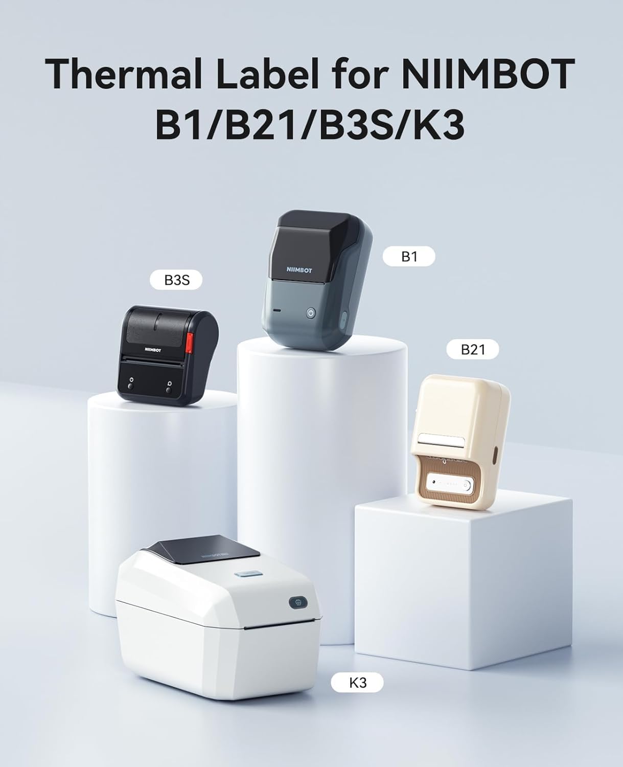 Label Maker Tape for NIIMBOT B1/B21/B3S Printer, 6 Rolls (1380Pcs in Total) Thermal Sticker Labels Waterproof Anti-Oil Paper White 50 * 30mm