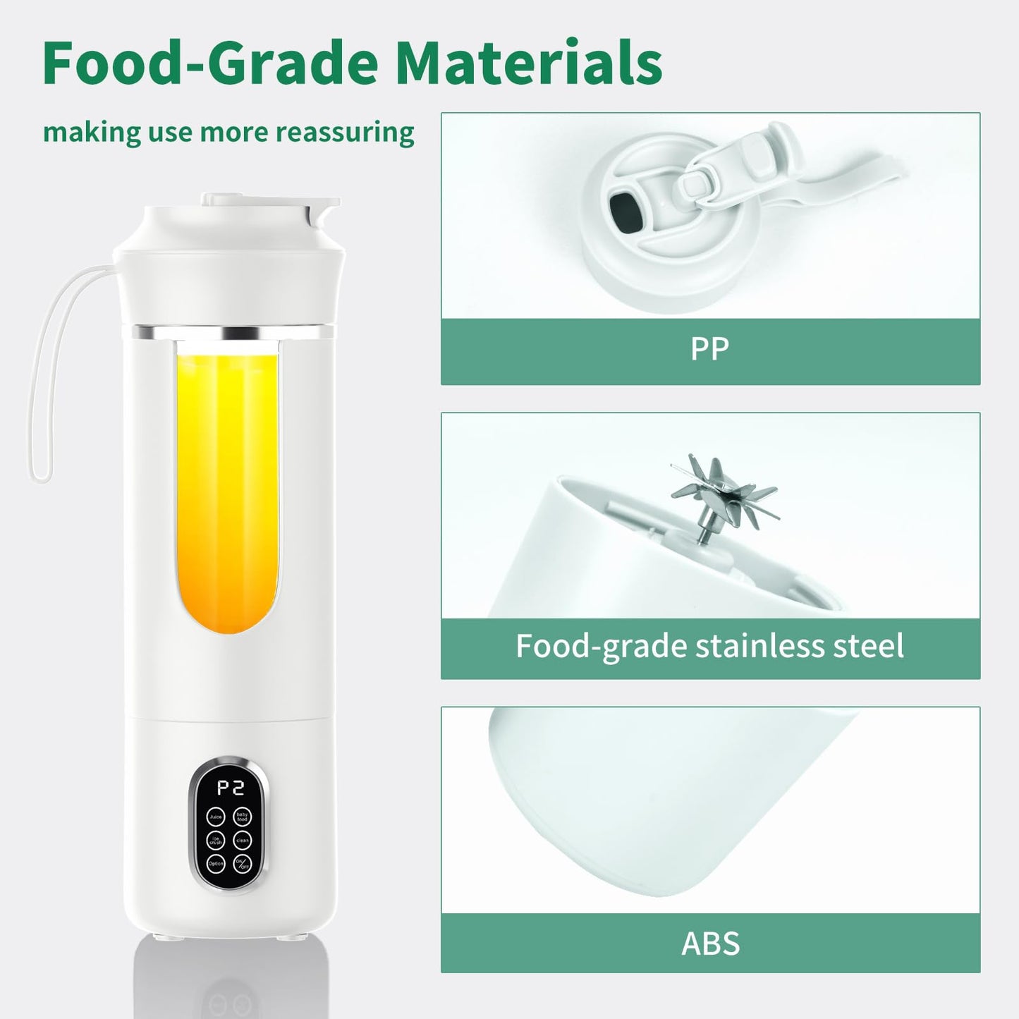 Portable Cordless Blender,Small Rechargeable Juicer,Mini Personal Blender for Smoothies and Shakes,With Automatic Cleaning Function,On The Go and Easy To Use