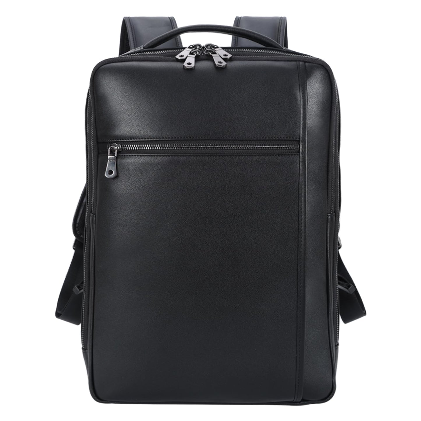 Masa Kawa Slim Genuine Leather Business Backpack for Men Women 15.6" Laptop Bag Office Work Travel Small Thin Computer Casual Daypack, Black