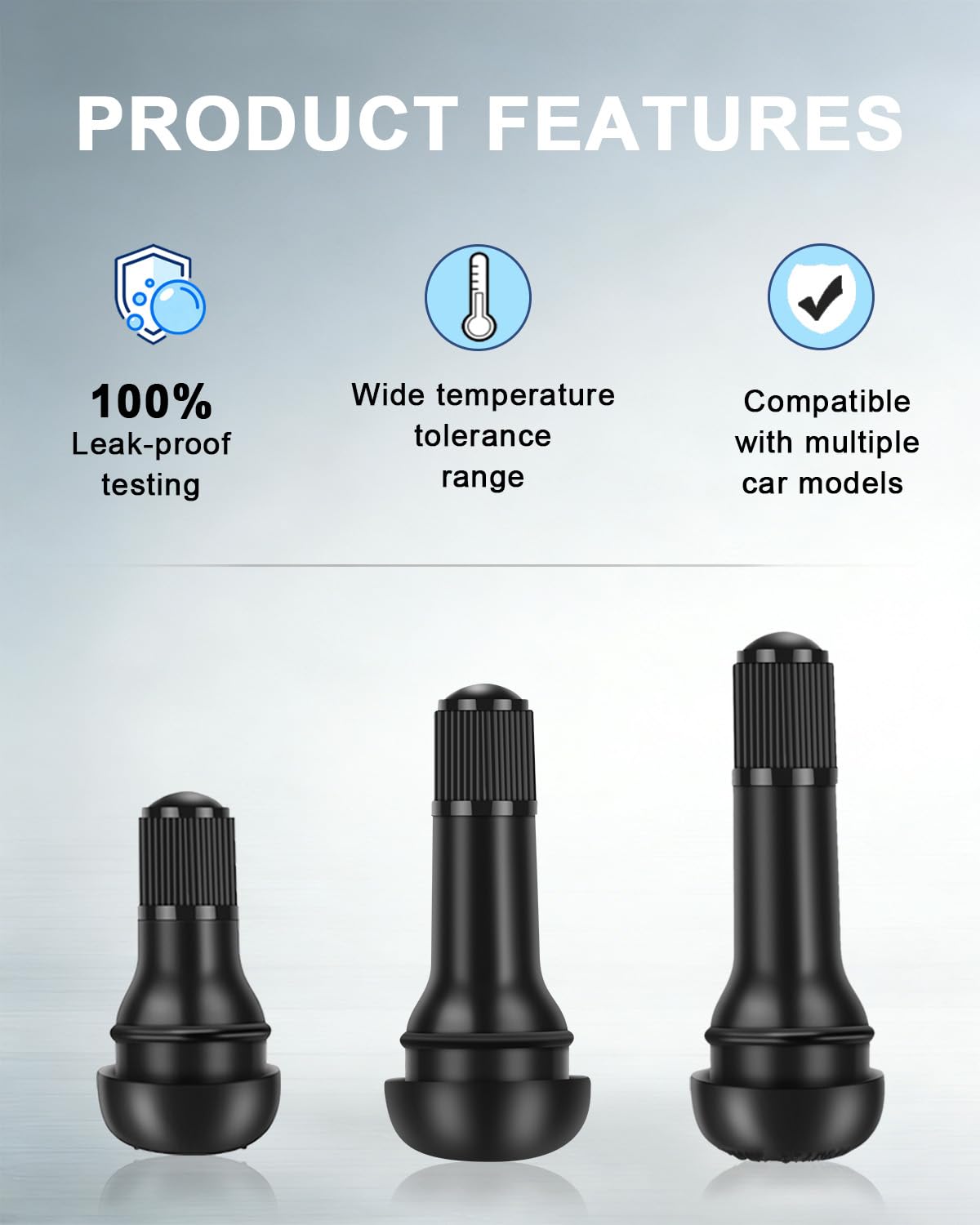 Riseuvo 150 Pcs TR412 TR413 TR414 Tire Valve Stems - Rubber Snap-in Valves for 0.453" Rim Hole Universal Fit Car, Truck, Trailer, ATV, Lawn Mower