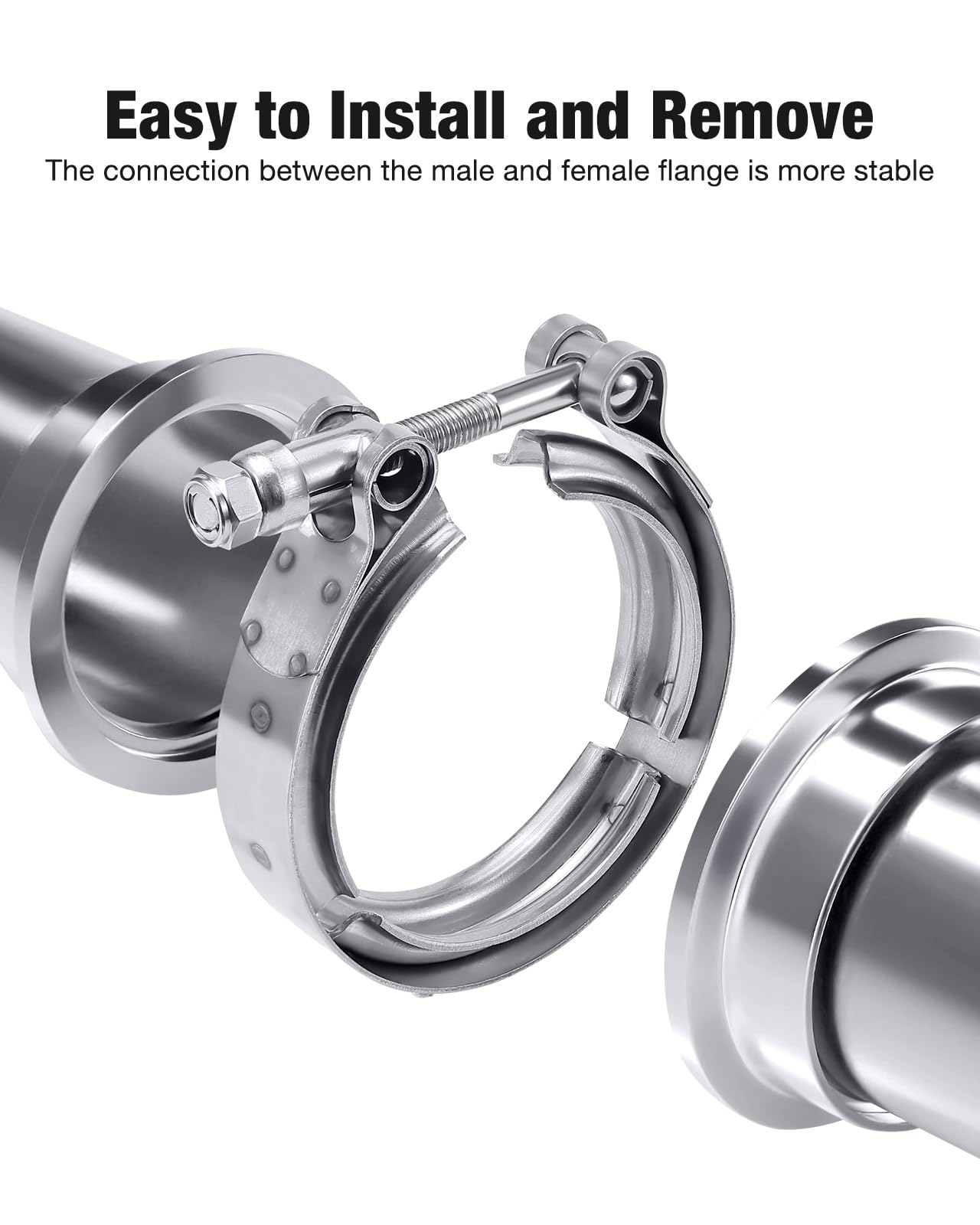EVIL ENERGY 3.0 Inch V Band Clamp with Flange Male Female Stainless Steel 2Pcs, 3.0inch- 2pcs
