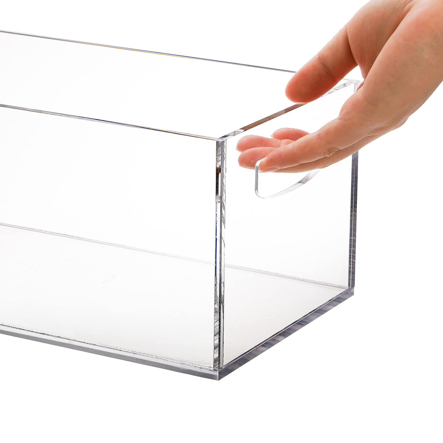 Frcctre 2 Pack Acrylic DVD/CD Storage Box, Clear DVD Holder Case with Handles Holds 27 pcs, Stackable Storage Container Shelf Organizer Bin for CDs, Video Games, Blu-ray, Books, Home, Office