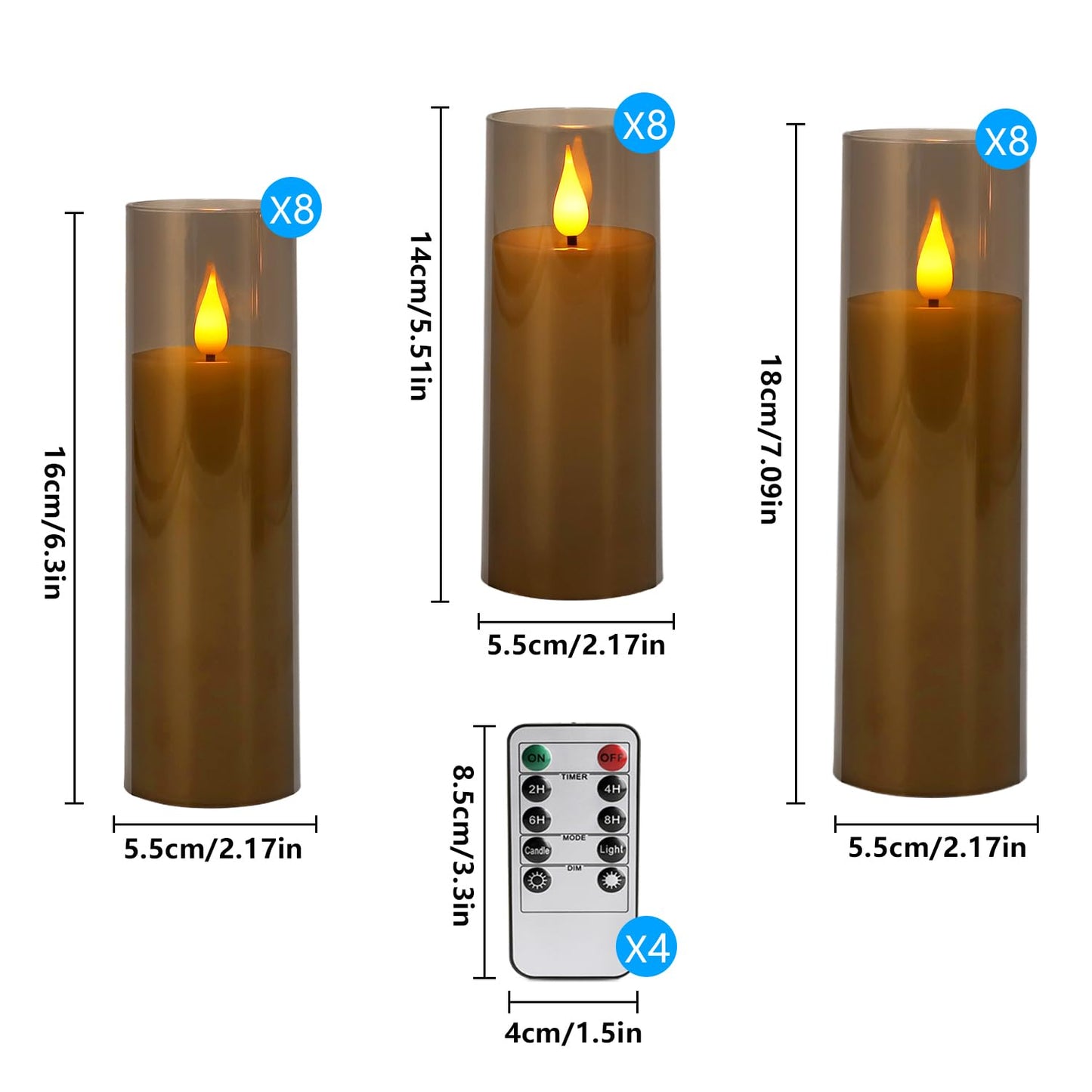 24-Pack Black LED Flameless Candles with Remote Control - Perfect for Home, Parties, and Special Occasions - Create a Magical Ambiance Effortlessly(Three Sizes)