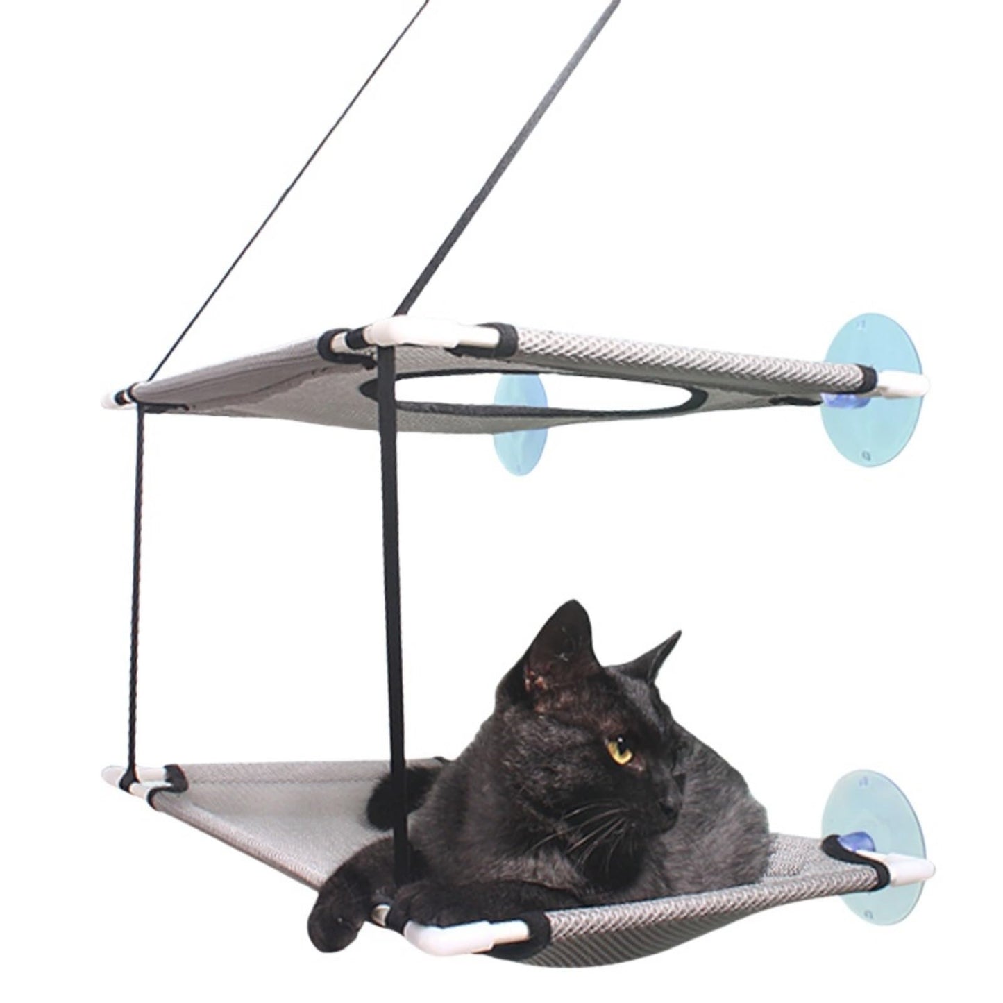 EPWIOR Doubled Cat Window Hammock and Breathable Indoor cat Bed, Equipped with Safety Suction Cups, Suitable for 15kg All Season Window Installation for All Cats (Grey, Double-Layer)
