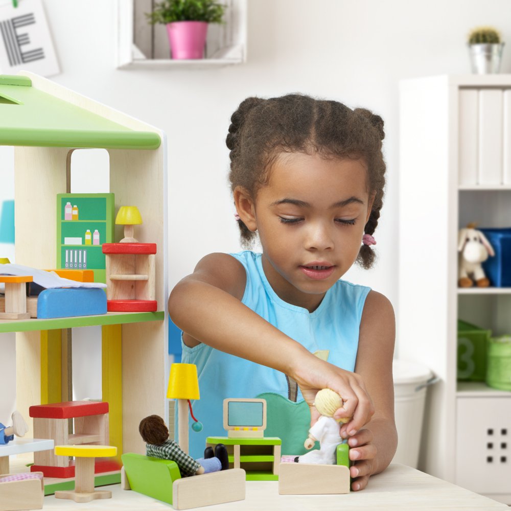 The Fully Furnished Bundle: 5 Sets of Colorful Wooden Dollhouse Furniture (41 Pieces) by Imagination Generation