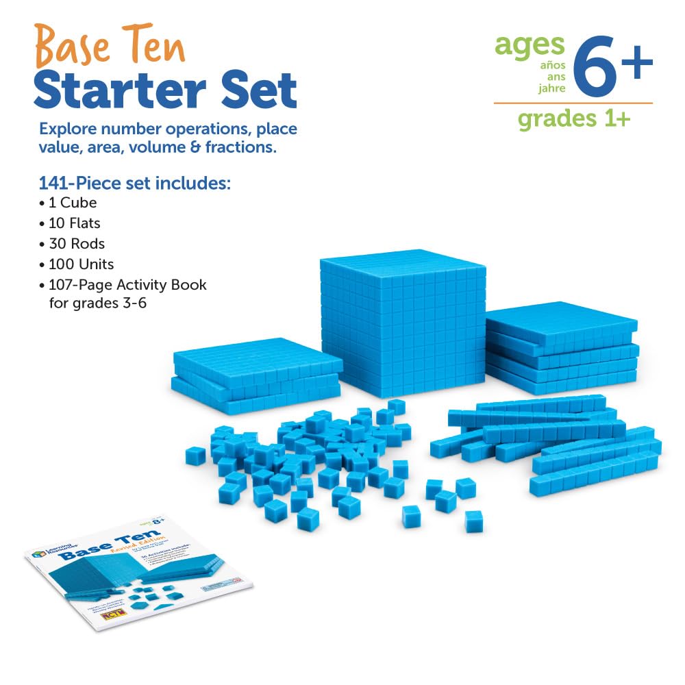 Learning Resources LER0930 Plastic Base Ten Starter Kit, Multicolor, LER0930