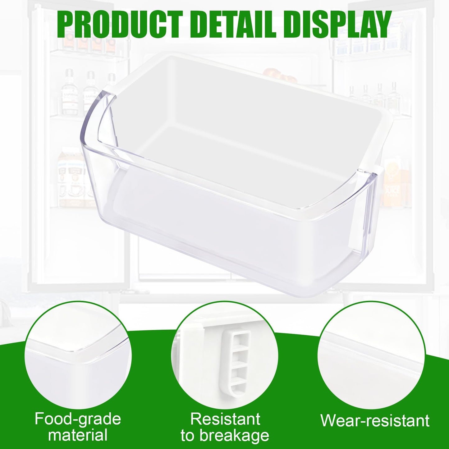 2 Pack DA97-12935A RF220NCTASR Door Bin Compatible with Samsung Refrigerator Door Shelf, Right & Left Fridge Door Shelf Parts RF220NCTAWW, RF220NCTASG, RF221NCTASR, Replaces Ap5651846, PS5575404