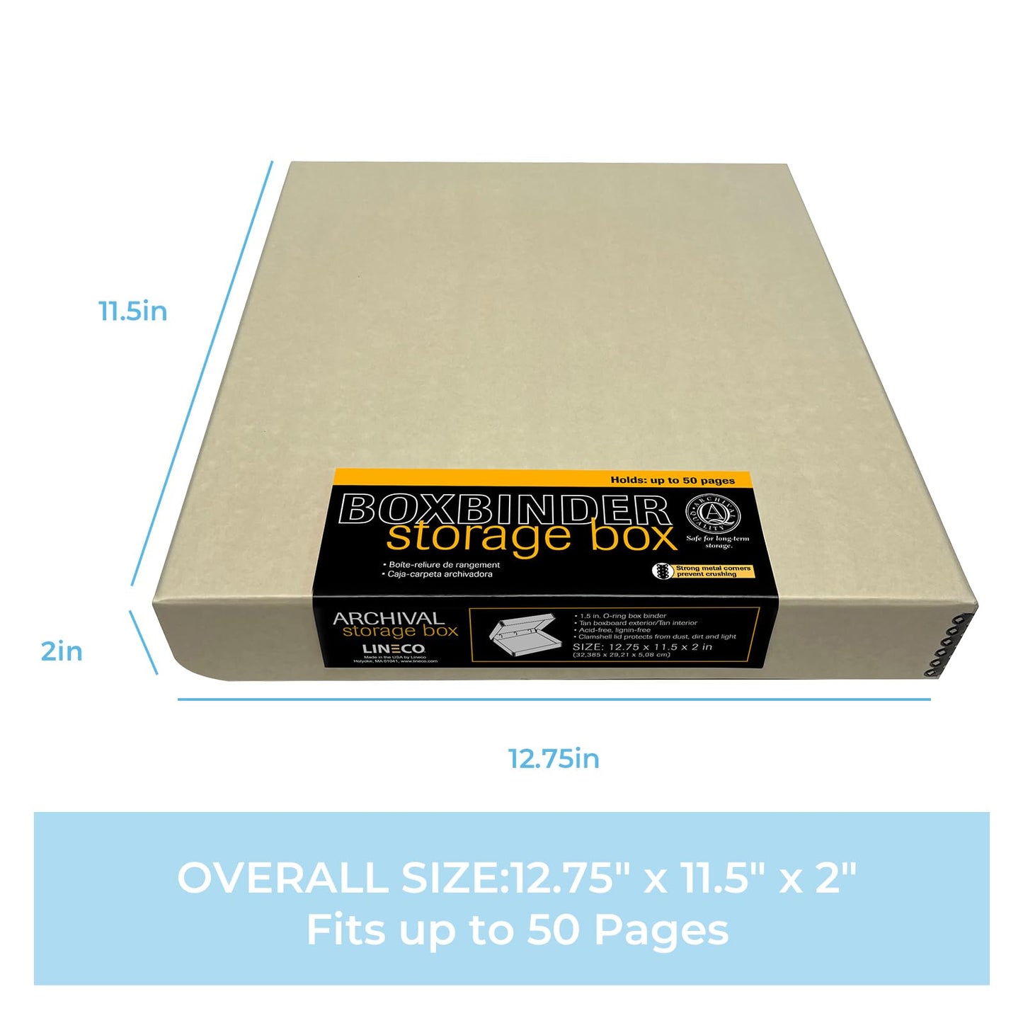 Lineco, Archival Tan 3-Ring Binder Preservation Album Box 12.25 x 11.25 x 2 Inch. Unique Design to Store, Preserve, Organize Photos, Art, Photography, Crafts Acid-Free