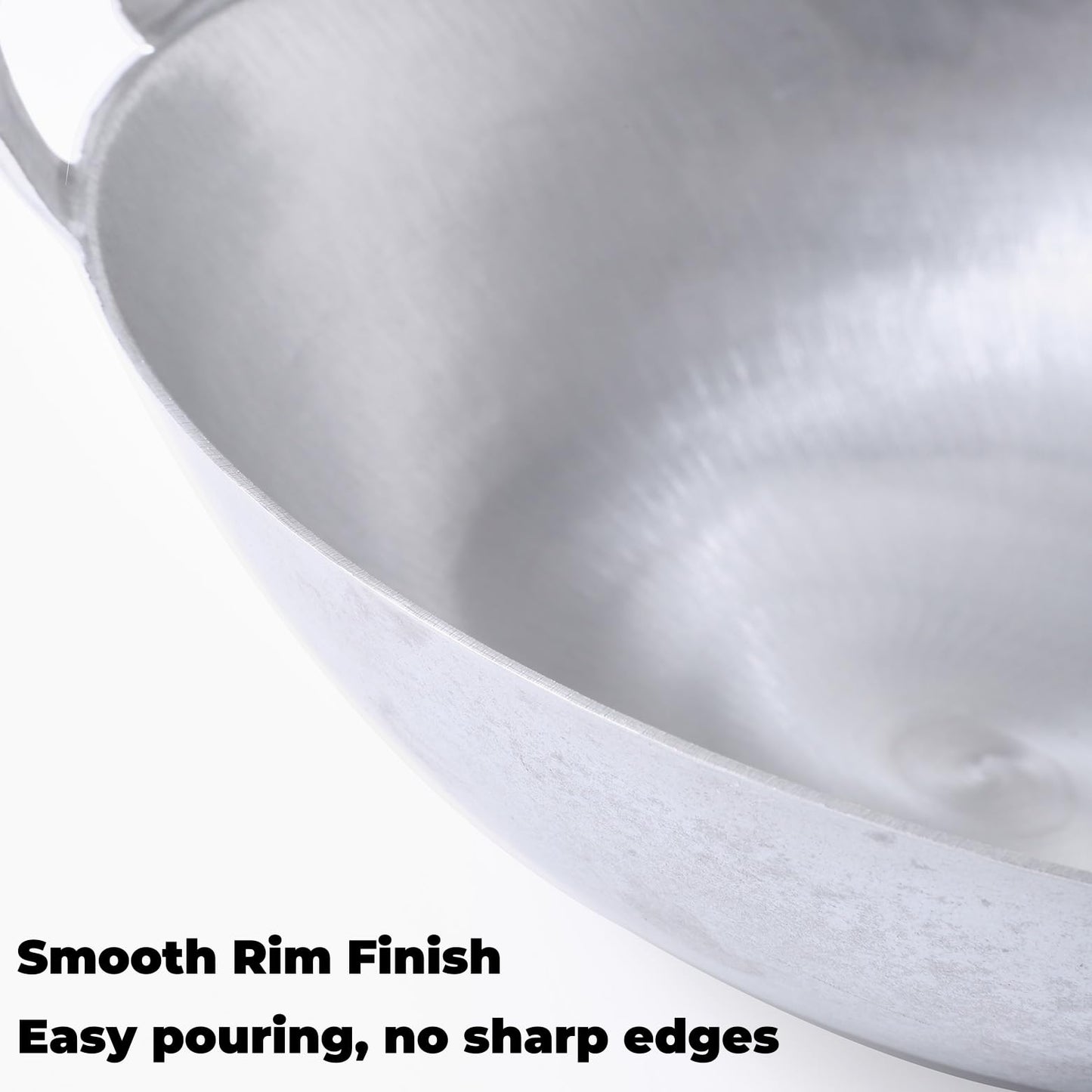 Eiqijci Kawali Filipino Wok - 13 Inch Aluminum Double-Handle Deep Round-Bottom Pan for Pancit, Stir-Fry & Shallow Frying – Traditional Filipino Cookware, Gas & Outdoor Burner Friendly