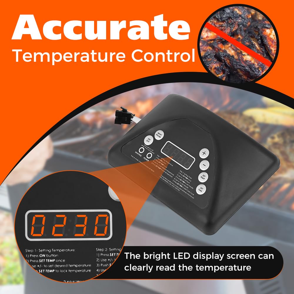 TEENGSE 9907100008 Smoker Thermostat Digital Control Panel Kit, Compatible with Masterbuilt 20071914/20071814/20070511 Top Controller Panel Electric Smoker