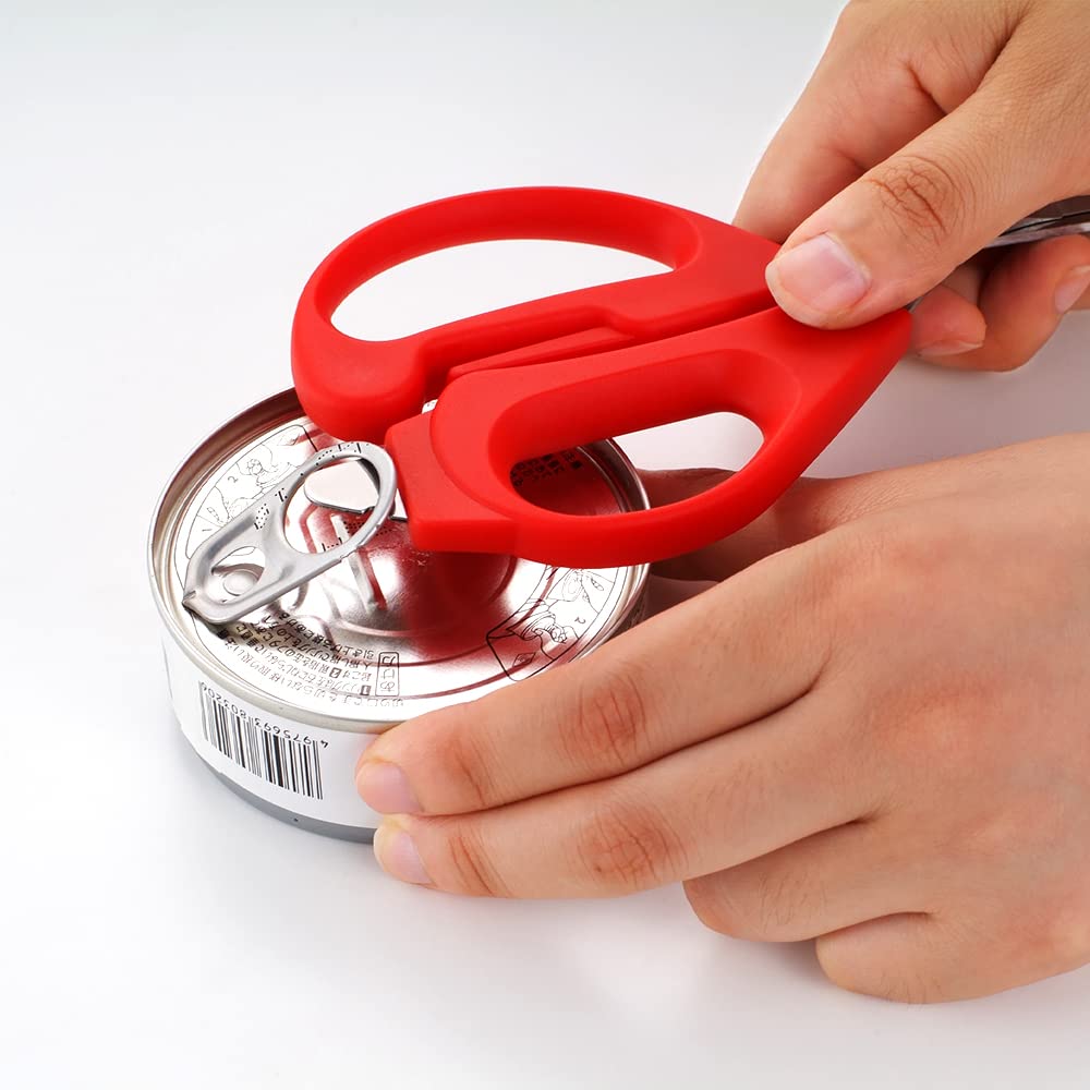 CANARY Japanese Kitchen Shears with Cutter 7.5" Offset Angled Blade, Made in Japan, Dishwasher Safe Come Apart Blade, All-Purpose Detachable Kitchen Scissors, Rust Proof Japanese Stainless Steel, Red