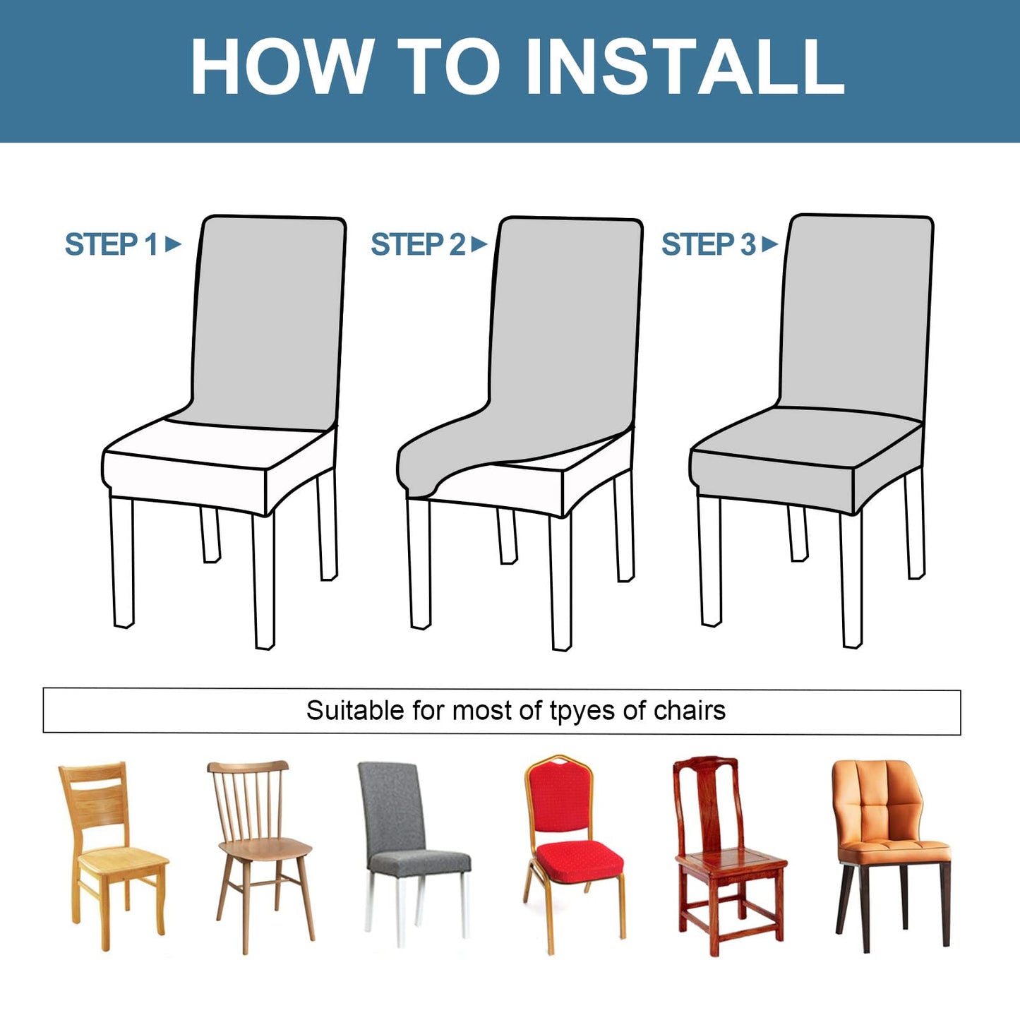 Genina Chair Covers Set of 4, Waterproof Dining Room Chair Covers Stretch Chair Slipcovers Protector for Dining Room Chair (Warm Grey Leaves, 4PCS)