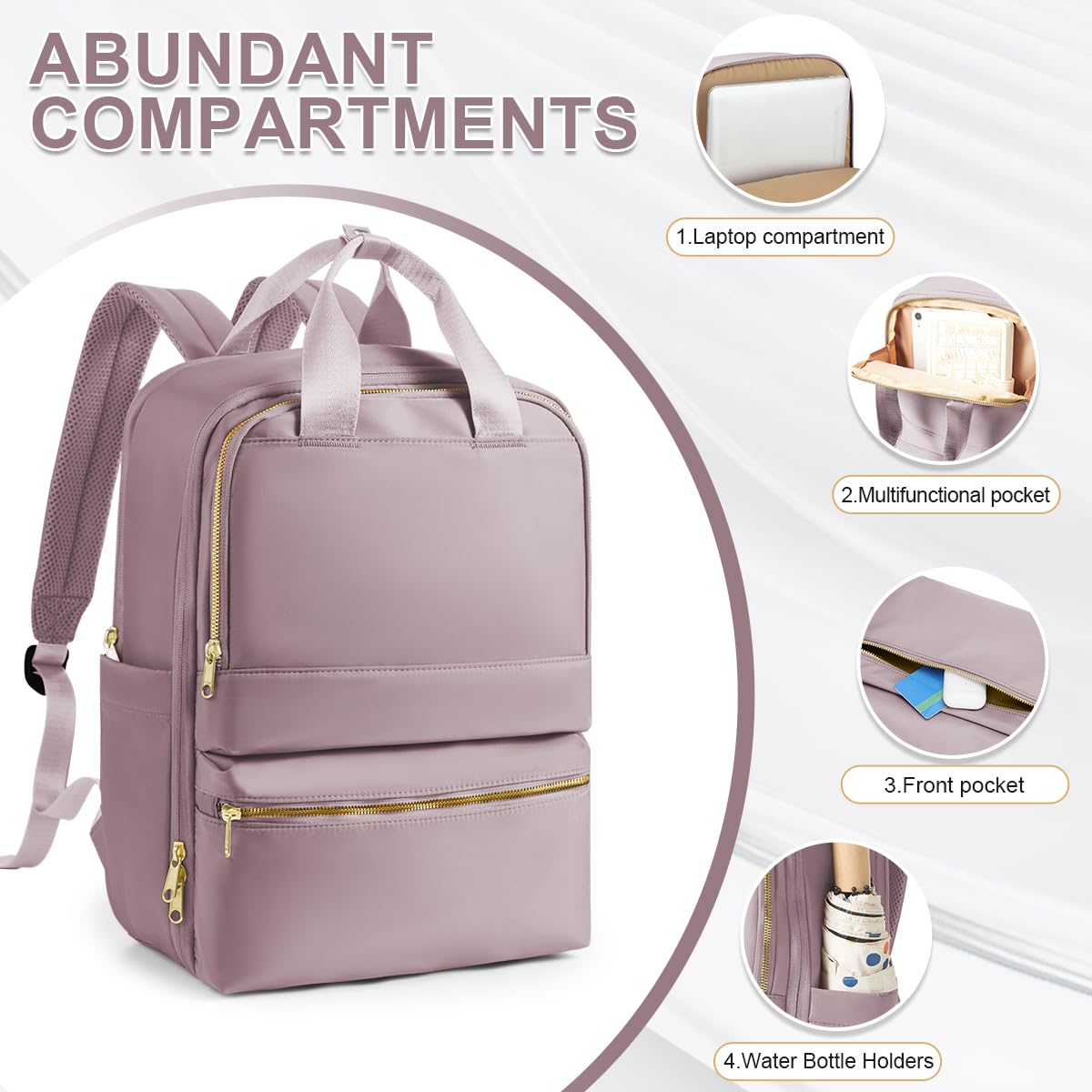 SEAFEW Cabin Bags for Travel, Carry-On Backpack for Women, Airplane Approved Hand Luggage, Water Resistant Personal Item Bag, Work Laptop Backpack - Pink Purple
