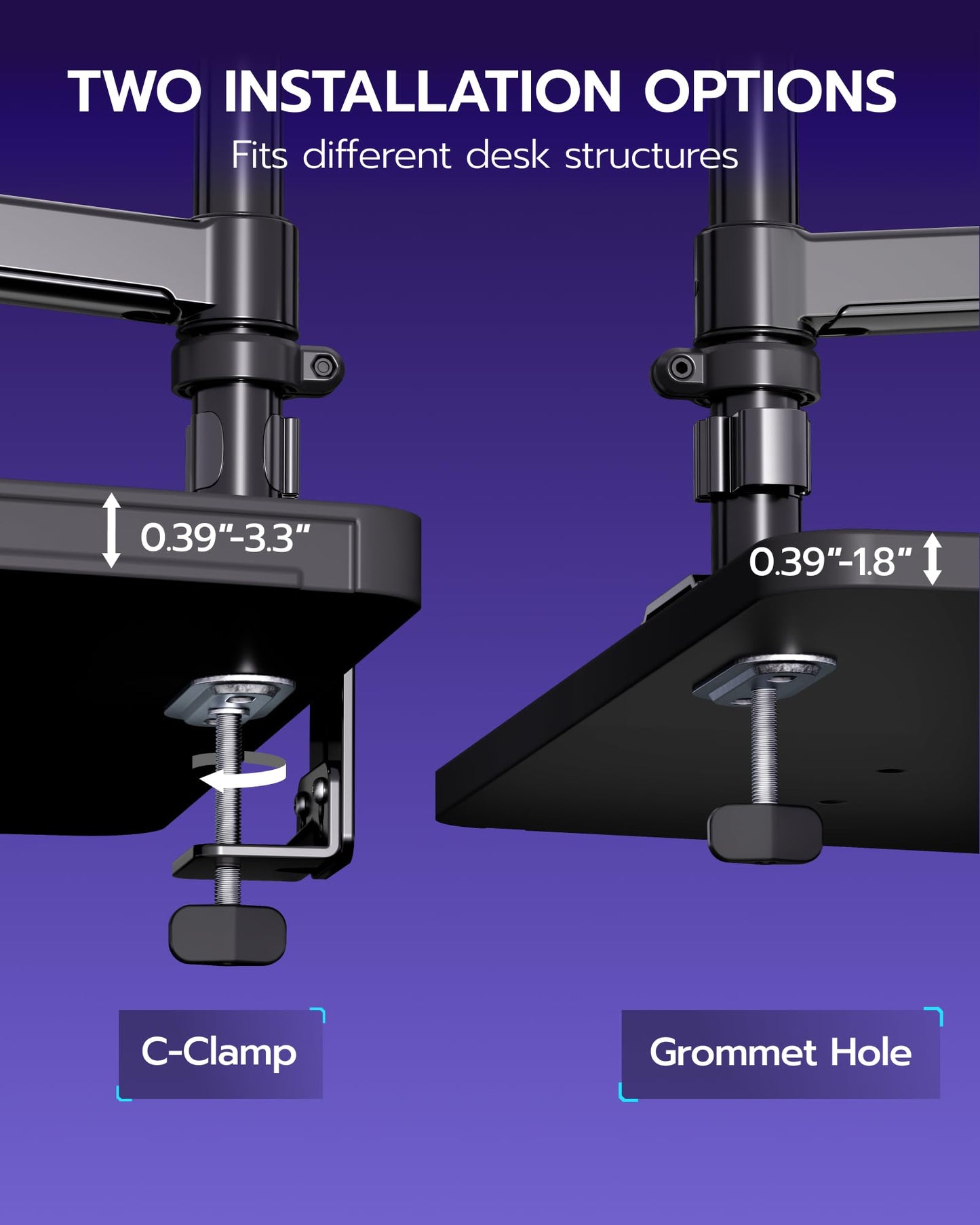 ARES WING Ultrawide Monitor Arm for 17"-40" Screens, Single Monitor Mount Holds up to 26.4lbs, Vertical Monitor Arm Heavy Duty, 75/100 VESA Mount, Black