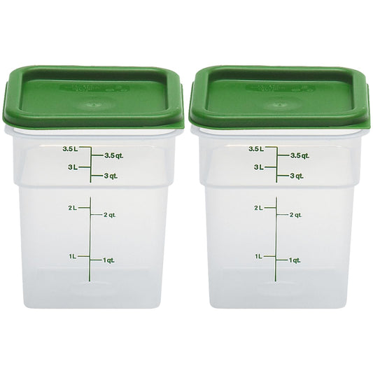 Cambro 4SFSPP190 4 Qt. Translucent Container with SFC2452 Kelly Green Lid, 4Quart, pack of 2