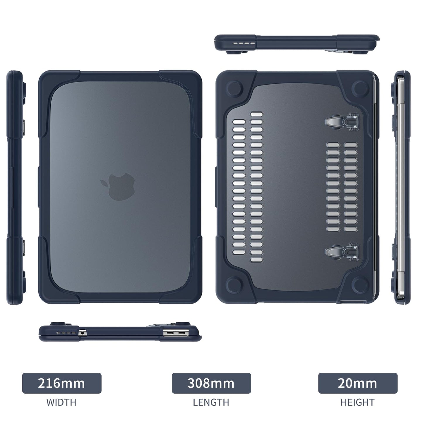Batianda Heavy Duty Case for MacBook Neo 13 inch 2026 Release Model A3404 A18 Pro Chip, Ergonomic Foldable Kickstand (Holds 22lbs) Matte Translucent Shockproof Cover, Indigo